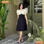 Đầm thiết kế phối lưới cổ đính nút dáng xòe BEMINE MT9274