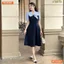 Đầm thiết kế cổ V thắt nơ cúp ngực dáng xếp ly BEMINE MT9397