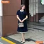Đầm thiết kế BEMINE cổ sen dáng chữ A có viền phù hợp đi làm, đi chơi-MT10184