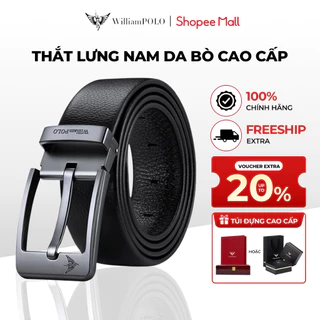 Thắt lưng nam da bò Williampolo khóa gài cao cấp, sang trọng dùng làm quà tặng POLO20523P