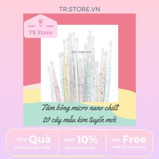 20 tăm bông micro nano chiết kim tuyến hỗ trợ trang điểm, kẻ mắt eyeliner,...