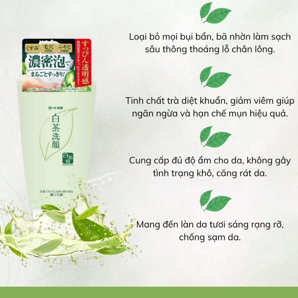 Sữa rửa mặt Trà Xanh Nhật Bản 120gr [Mẫu mới - Hàng Air]