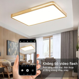 Đèn trần vuông Gỗ nguyên chất,thiết kế trống đèn ốp trần phòng ngủ đèn trang trí led