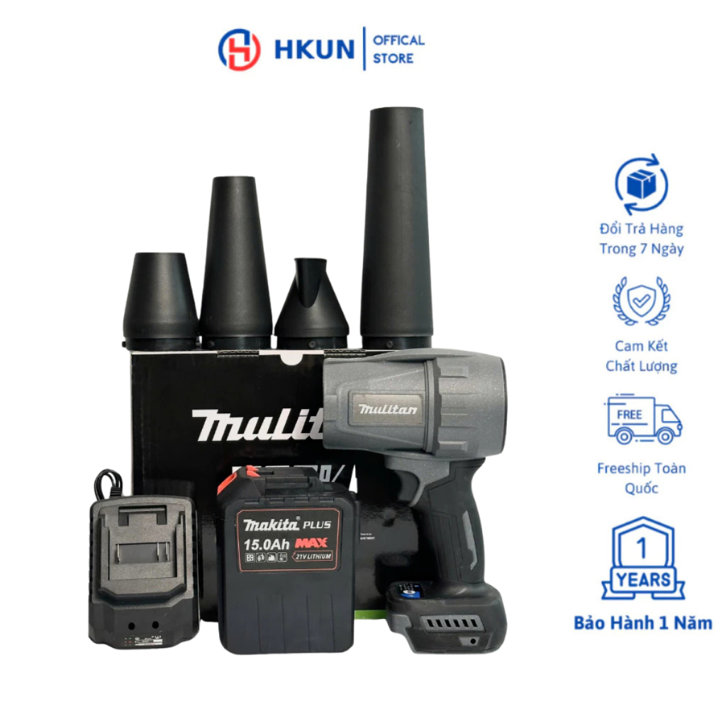 Quạt Phản Lực MULITAN M21v-PL100, Máy Thổi Gió Phản Lực Turbofan 3 Tốc Độ Gió Kèm 4 Ống Thổi Động Cơ Lõi Đồng