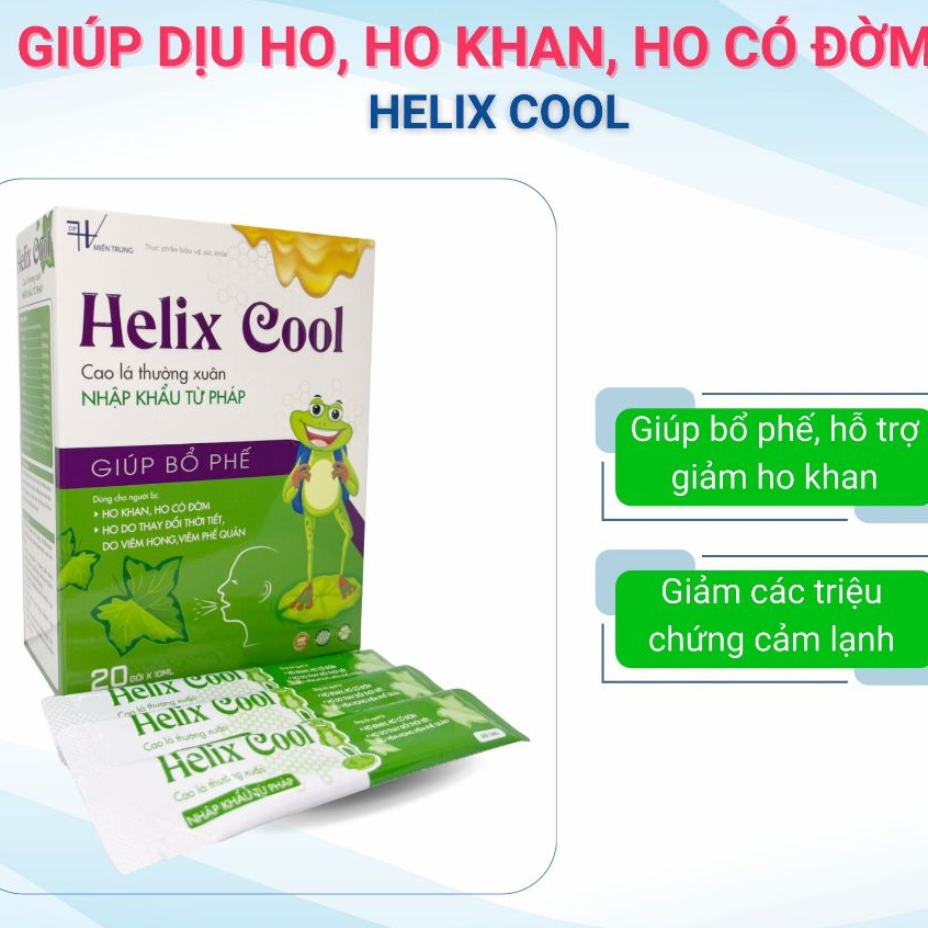 [HÀNG CTY + QUÀ] Siro Ho Bổ Phế Cho Bé HELIX COOL (Hộp 20 Gói) - Giúp Dịu Ho, Ho Khan, Ho Có Đờm, Ho Do Thời Tiết