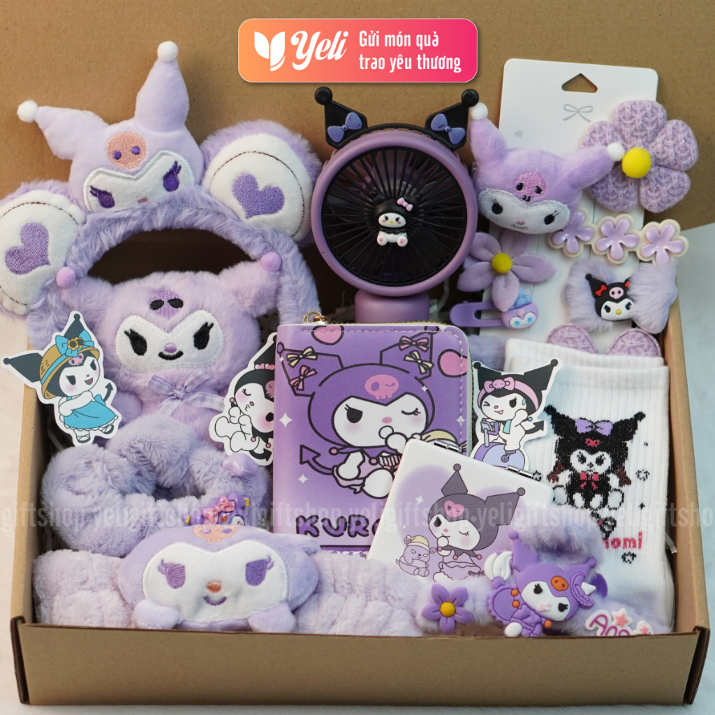 Set quà tặng Kuromi, Melody, Cinnamoroll dễ thương tặng bạn gái sinh nhật, Combo quà tặng phụ kiện