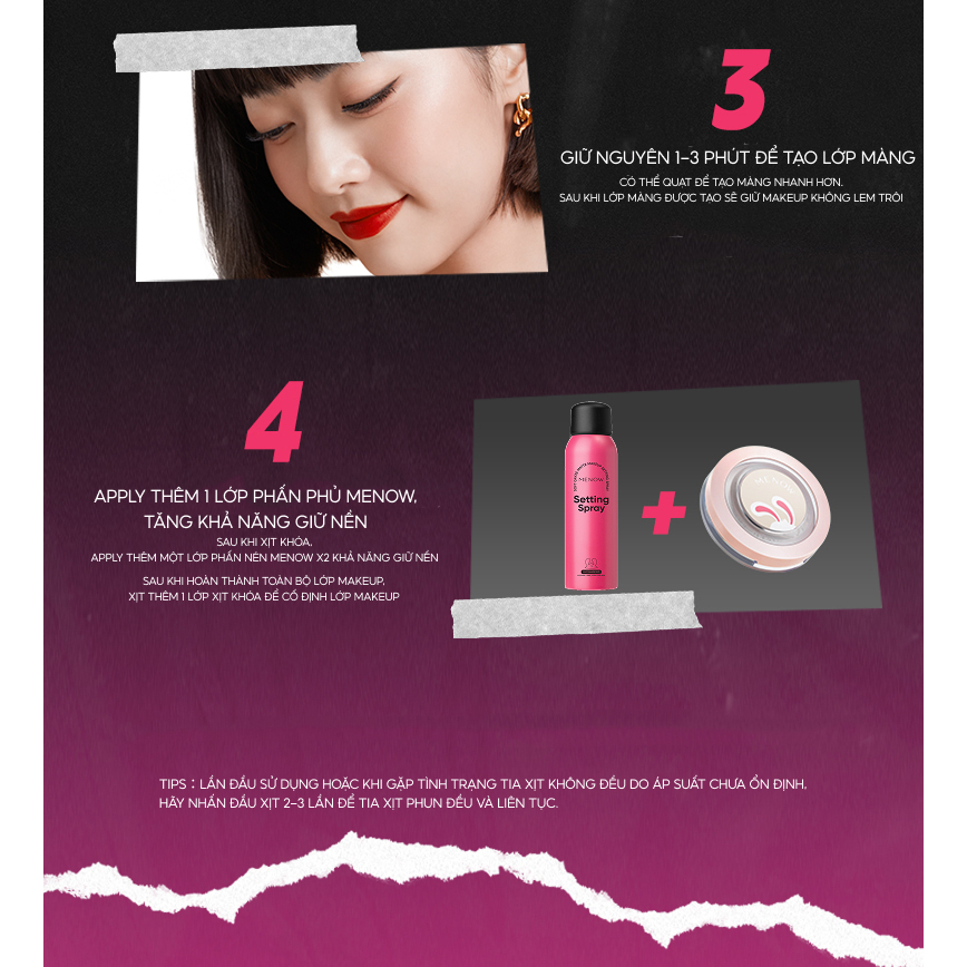 [KOL x MENOW] Xịt Khóa Nền Lâu Trôi Cấp Ẩm MENOW SETTING SPRAY 100ml