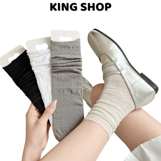 Tất Cao Cổ Nữ Ren Hoạ Tiết Bắt Mắt Mềm Thoáng, Vớ Xinh Thon Chân Co Dãn Tốt King Shop T-875