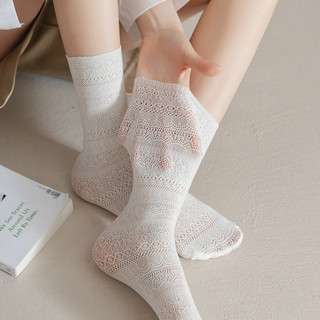 Tất Cao Cổ Nữ Ren Hoạ Tiết Bắt Mắt Mềm Thoáng, Vớ Xinh Thon Chân Co Dãn Tốt King Shop T-875