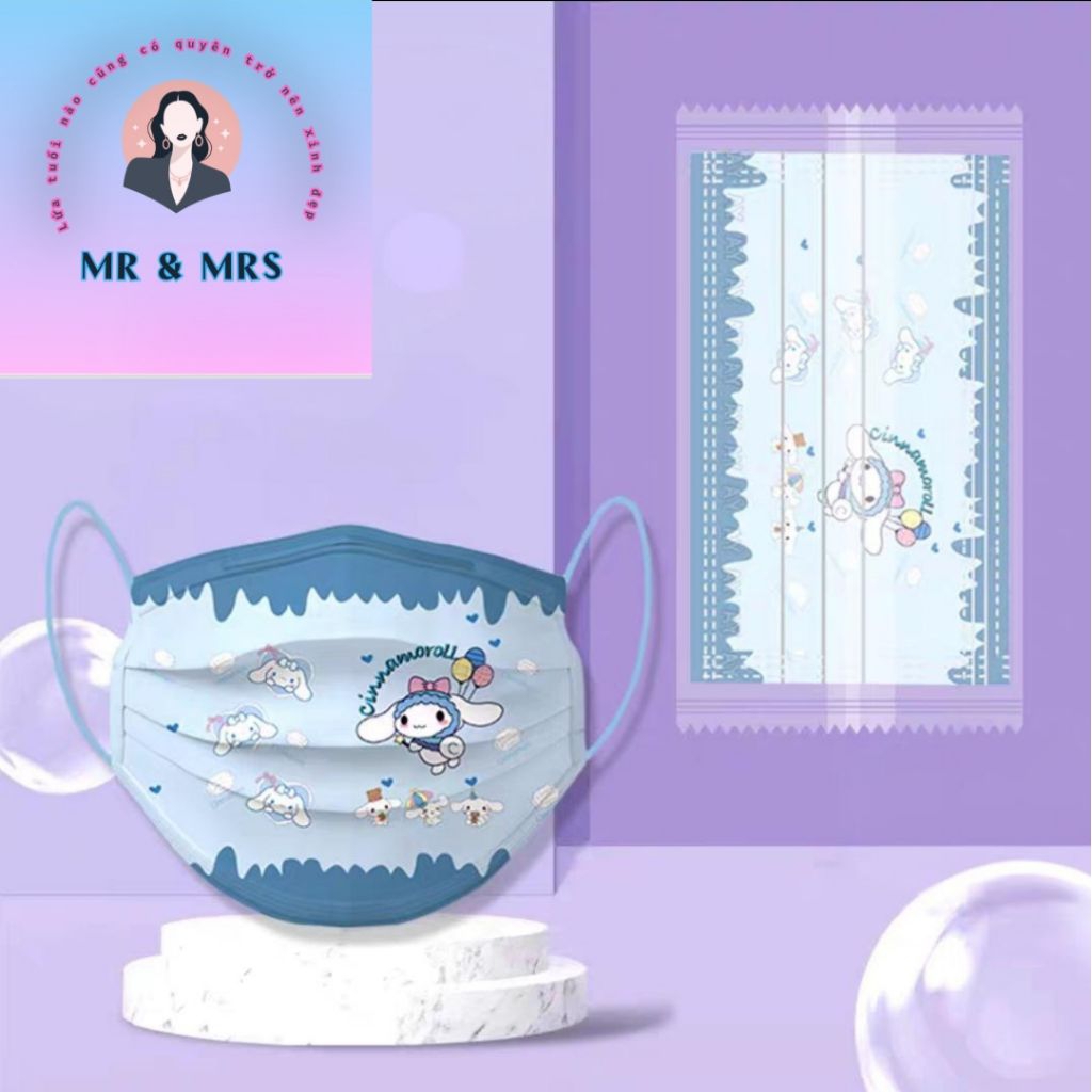 ( Set 10/30/70) Khẩu Trang Hoạt Hình Sanrio Cho Bé 3-12T