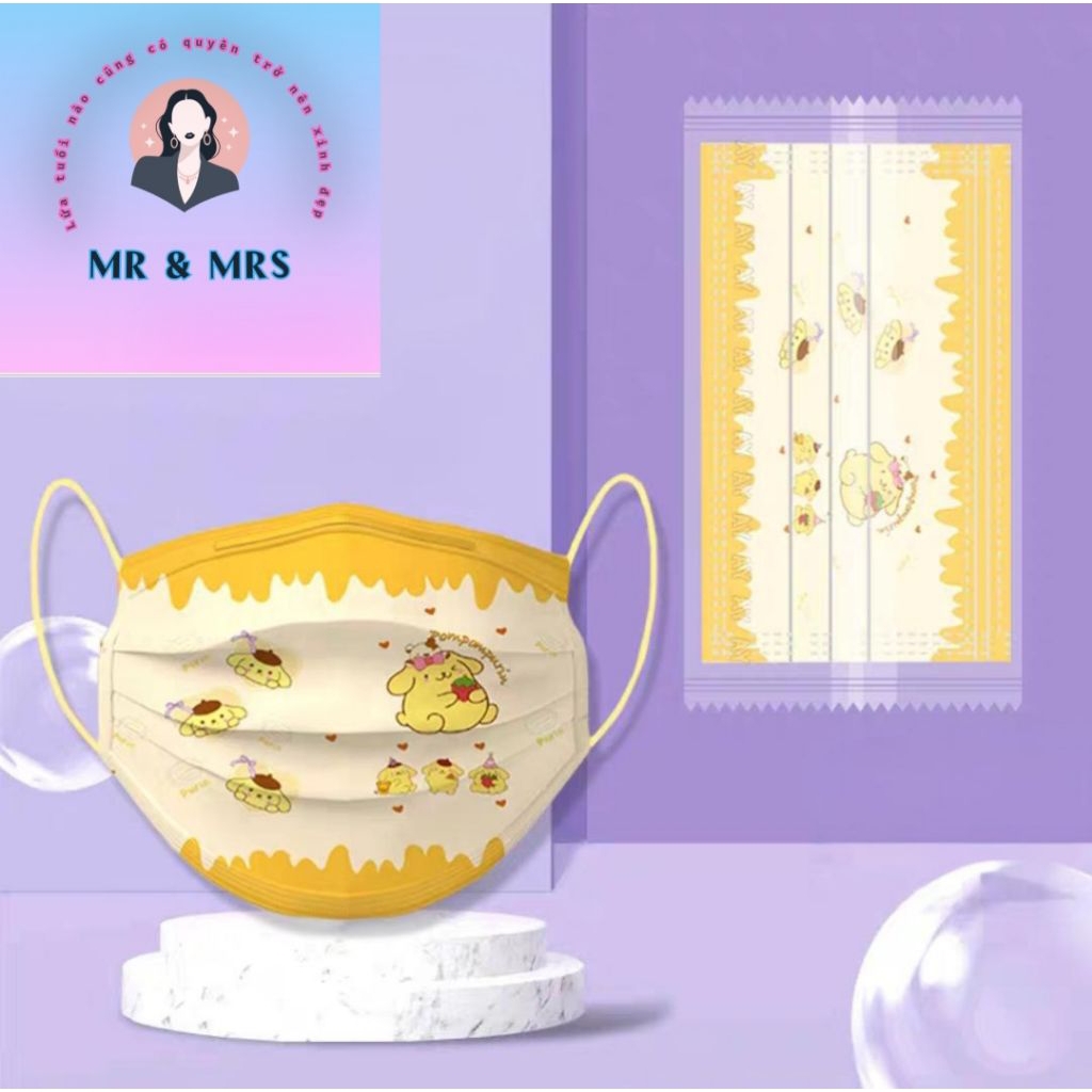 ( Set 10/30/70) Khẩu Trang Hoạt Hình Sanrio Cho Bé 3-12T