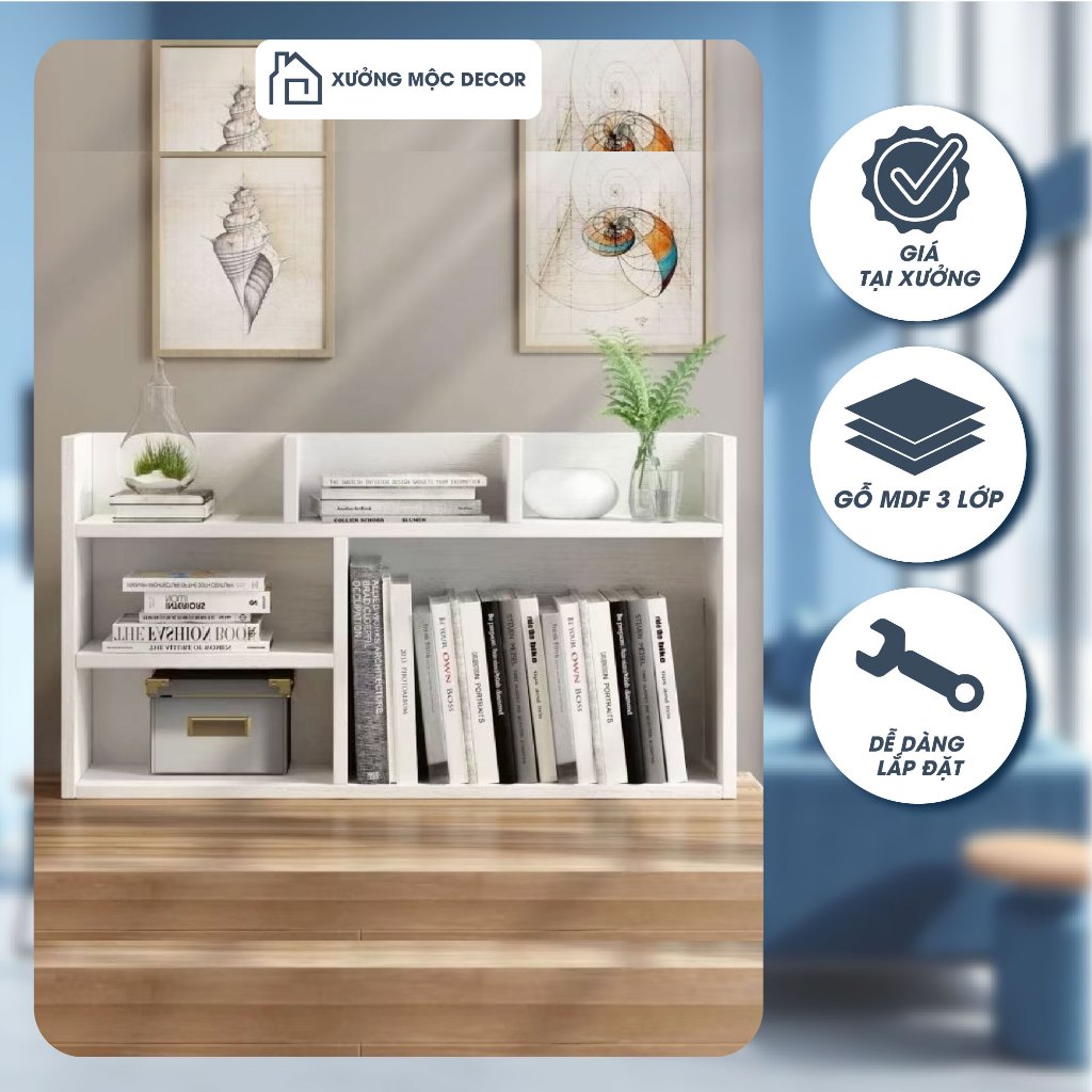 Giá sách để bàn Xưởng Mộc Decor, Kệ hồ sơ, giá để tài liệu văn phòng, gỗ mdf nhập khẩu cao cấp bền đẹp