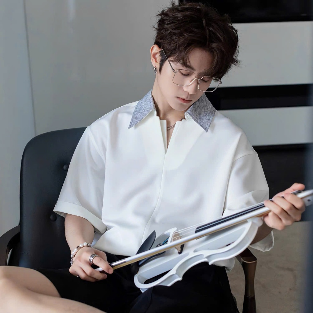 Áo Polo Nam Orven Form Rộng Cổ Phối Màu Xám ,Cotton Lạnh Cao Cấp, Thanh Lịch, Kháng Nhăn - SHINGHAI