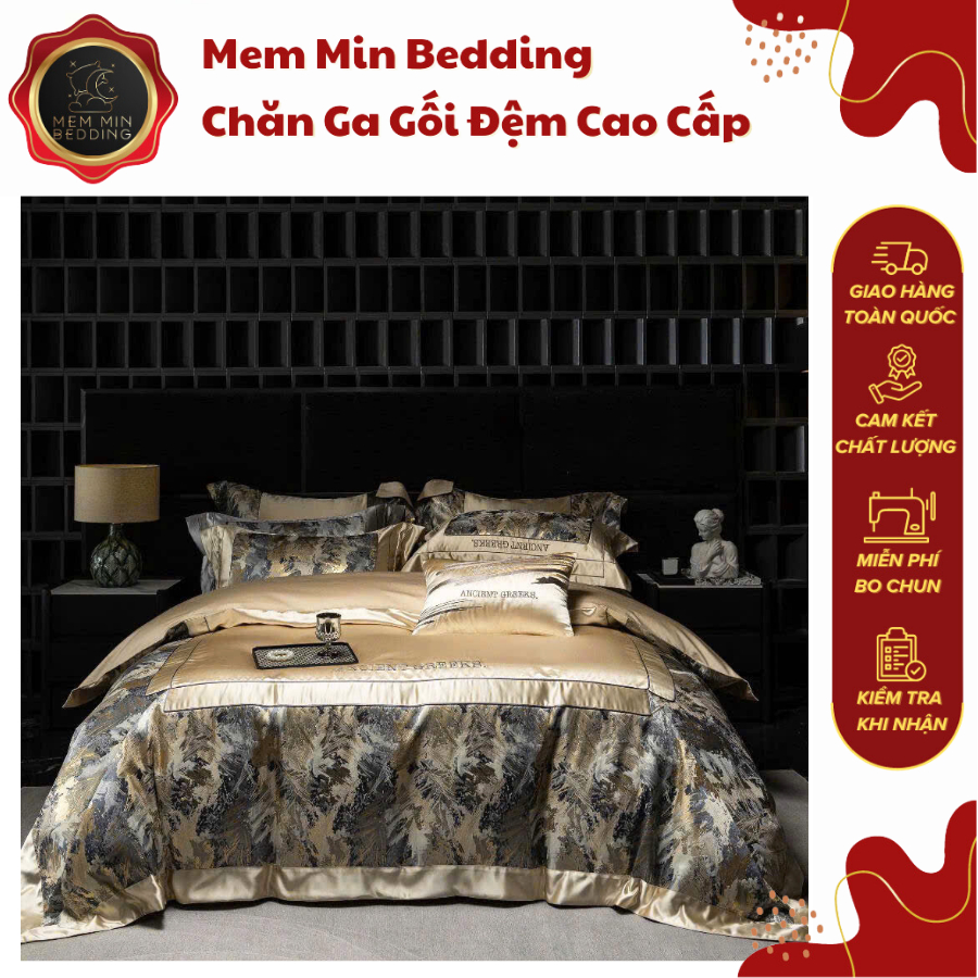 Bộ chăn ga gối gấm dệt MemMinbedding Luxury màu sắc đa dạng thiết kế thời thượng tinh tế-(TỔNG HỢP 16)