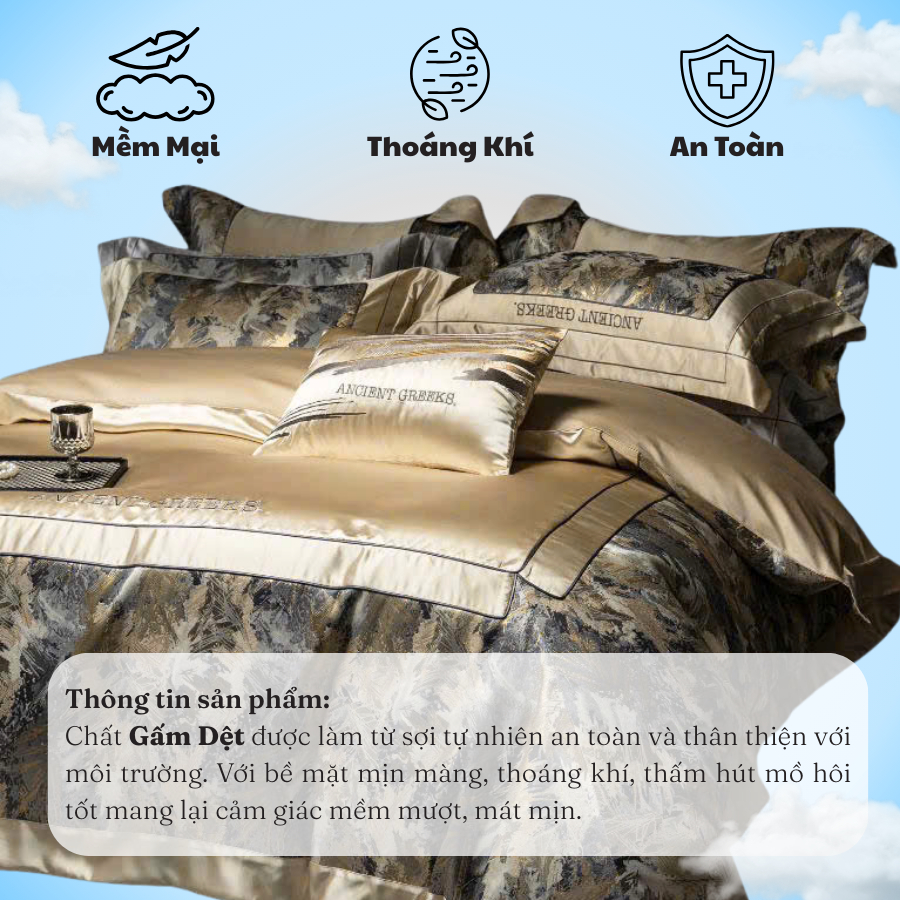 Bộ chăn ga gối gấm dệt MemMinbedding Luxury màu sắc đa dạng thiết kế thời thượng tinh tế-(TỔNG HỢP 16)