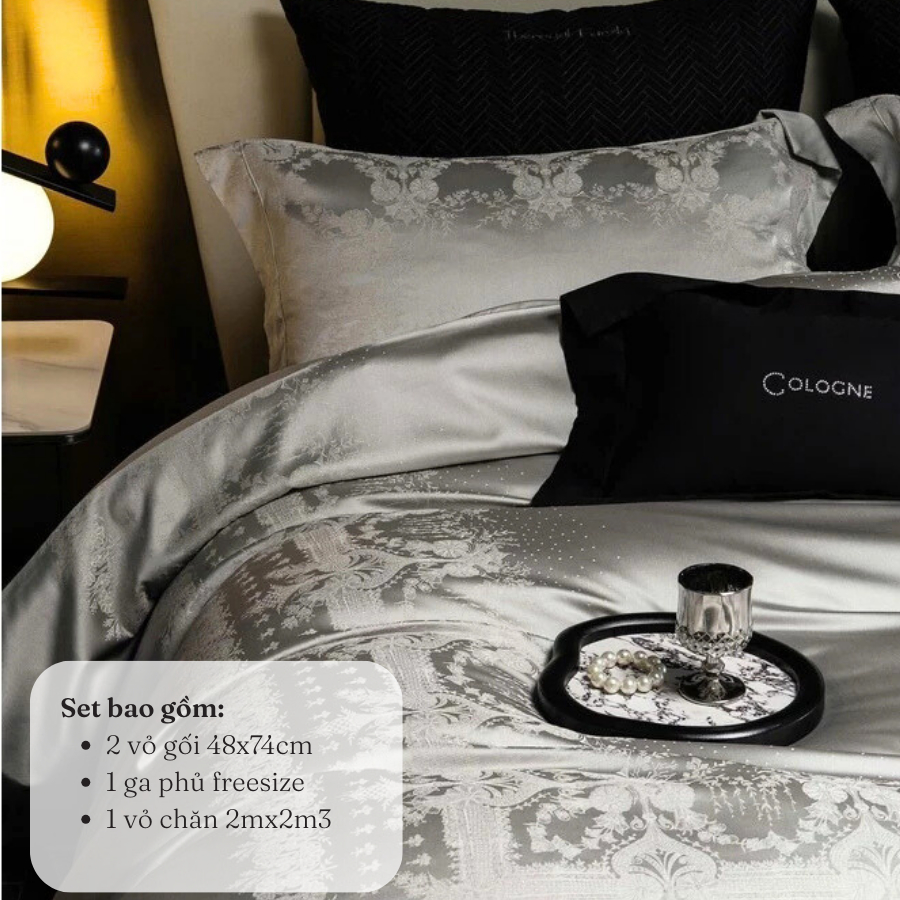 Bộ chăn ga gối cao cấp siêu mềm mịn bóng mượt MemMinBeddingLuxury kỹ thuật tinh xảo họa tiết thời thượng -(TỔNG HỢP 14)