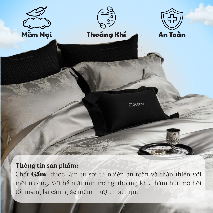 Bộ chăn ga gối cao cấp siêu mềm mịn bóng mượt MemMinBeddingLuxury kỹ thuật tinh xảo họa tiết thời thượng -(TỔNG HỢP 14)
