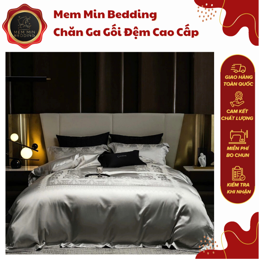 Bộ chăn ga gối cao cấp siêu mềm mịn bóng mượt MemMinBeddingLuxury kỹ thuật tinh xảo họa tiết thời thượng -(TỔNG HỢP 14)