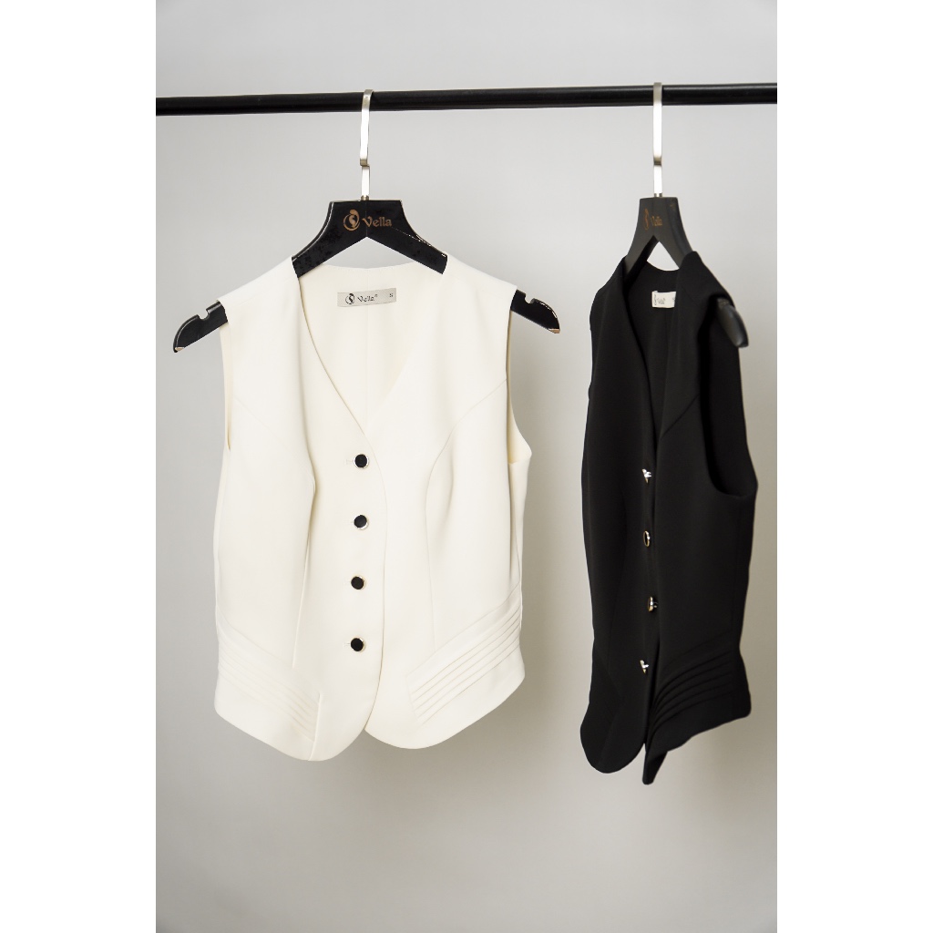 Áo Gile Vest Nữ Công Sở Dáng Ôm Màu Trắng VA24063