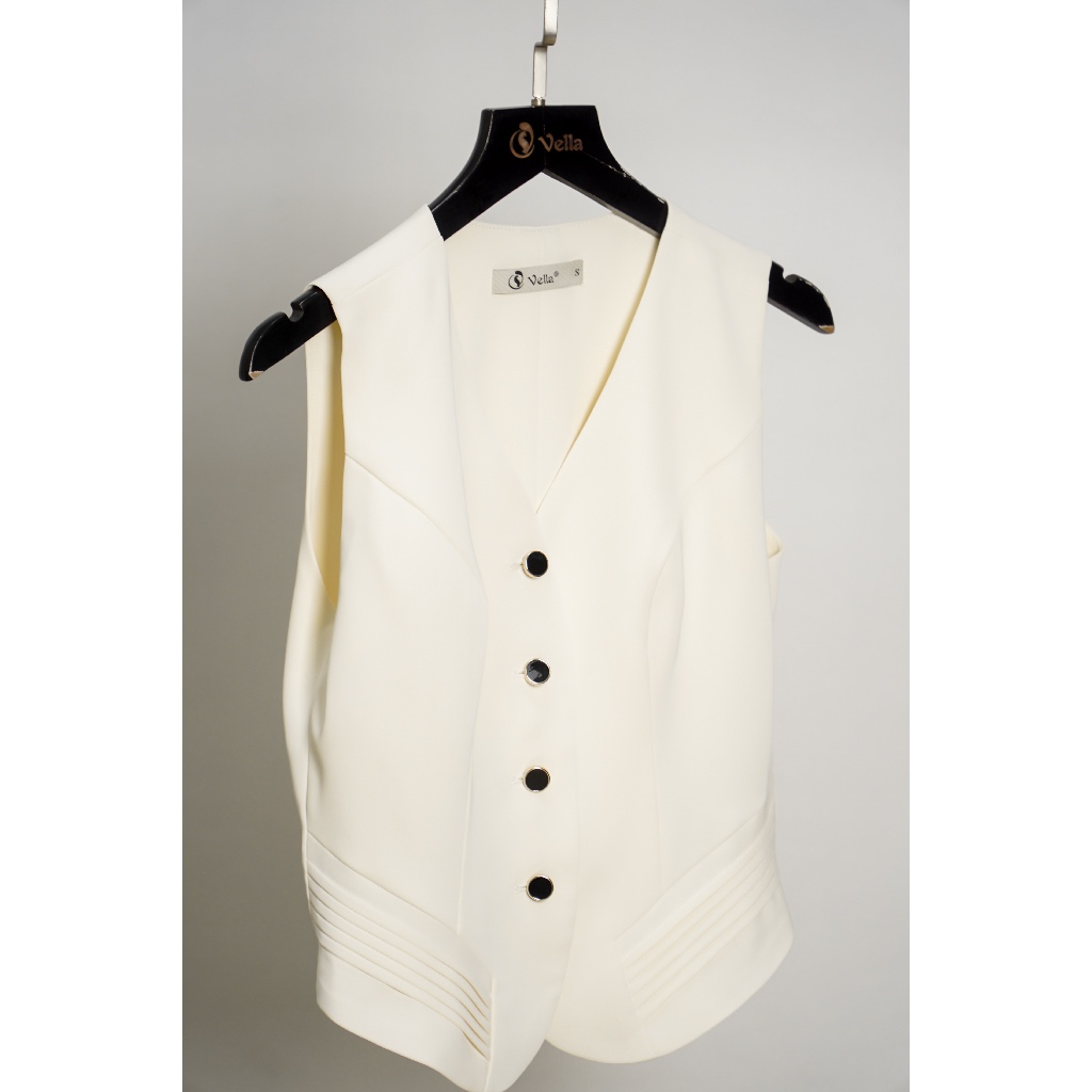 Áo Gile Vest Nữ Công Sở Dáng Ôm Màu Trắng VA24063