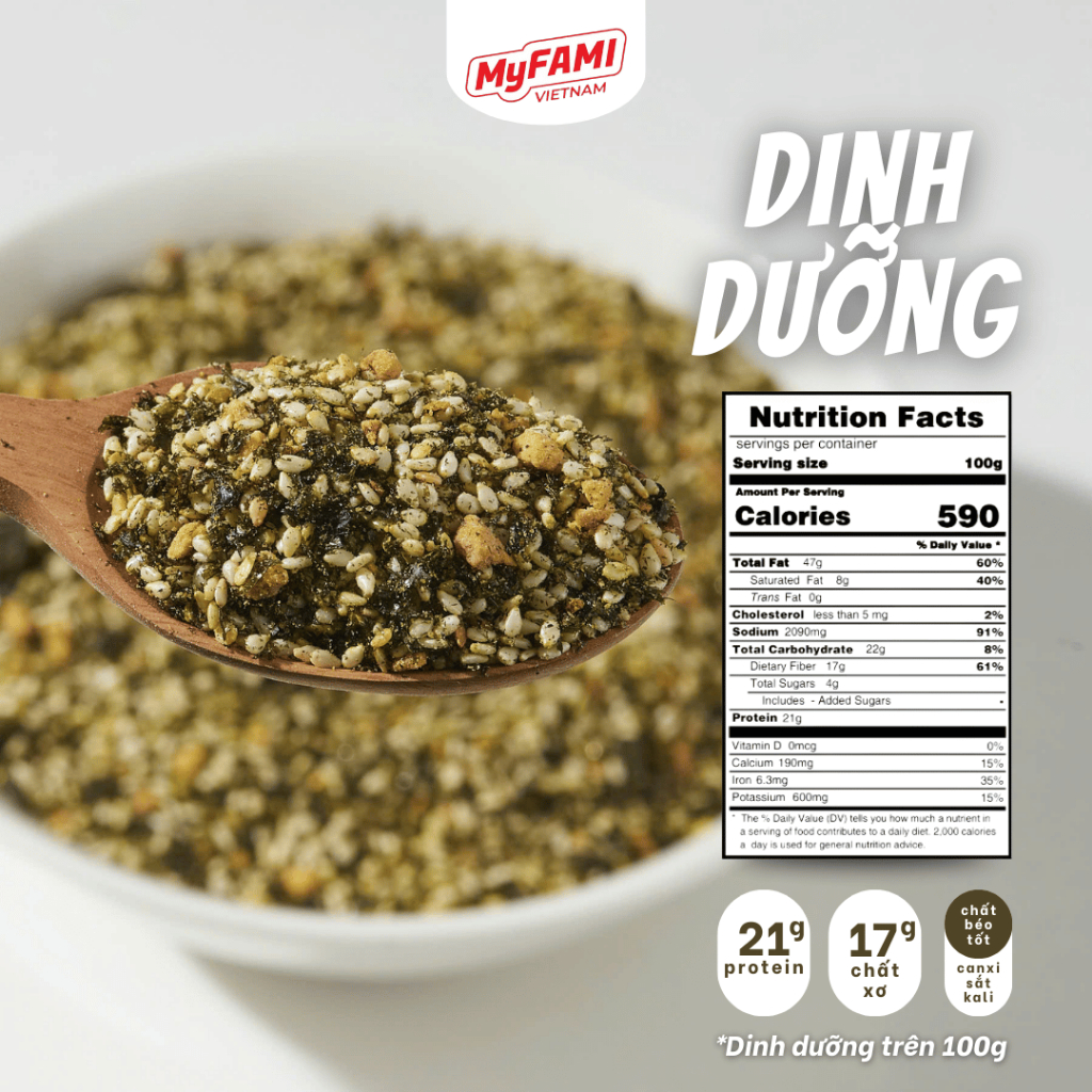 Hạt Vừng Rắc Rong Biển MyFAMI 40g - 100% Nguyên Liệu Tự Nhiên - Gia vị ăn liền tiện lợi - Thơm ngon dinh dưỡng- Tốt cho