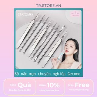 Set nặn mụn cao cấp Gecomo 3/ 5/ 8 cây nhiều đầu đa dạng inox không gỉ gồm cây nặn và nhíp gắp mụn