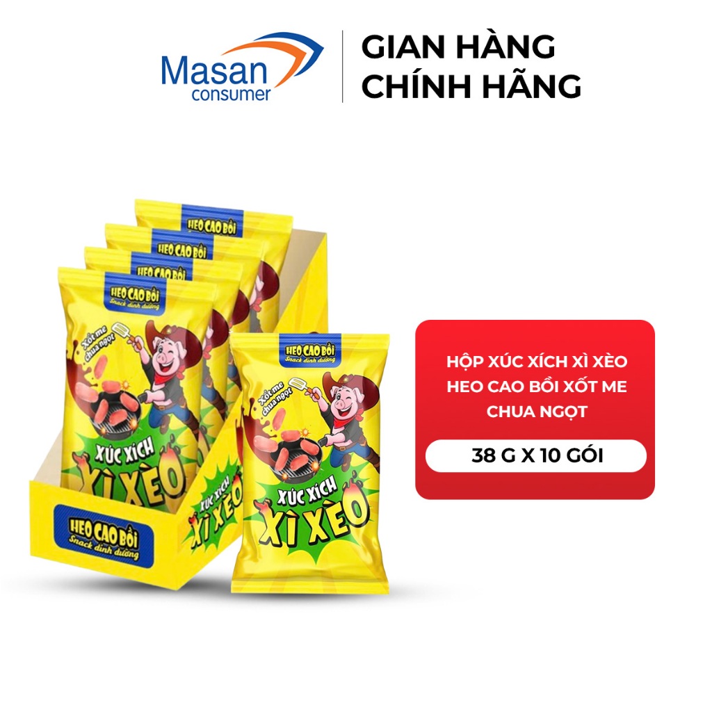 [Chọn loại] Hộp Xúc xích Xì Xèo Heo Cao Bồi 38 g x 10 gói
