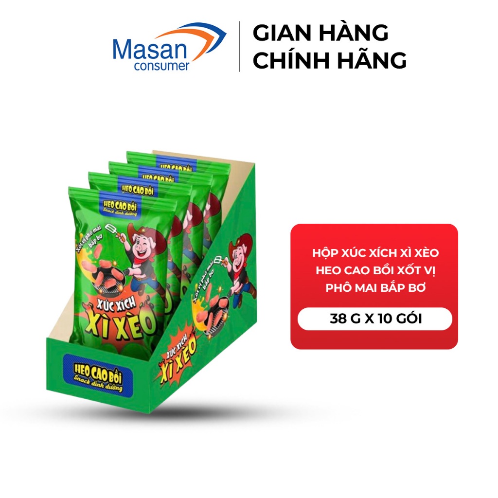 [Chọn loại] Hộp Xúc xích Xì Xèo Heo Cao Bồi 38 g x 10 gói