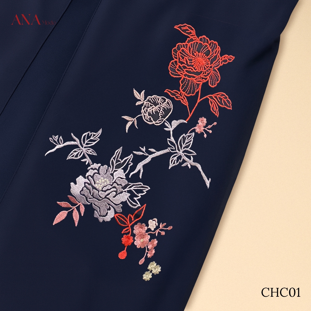 Đầm Thêu Hoa Trung Niên ANA Mode Chất Liệu Chiffon Phối Lụa Thanh Lịch Đi Tiệc Quà Tặng Mẹ DM25CHC01