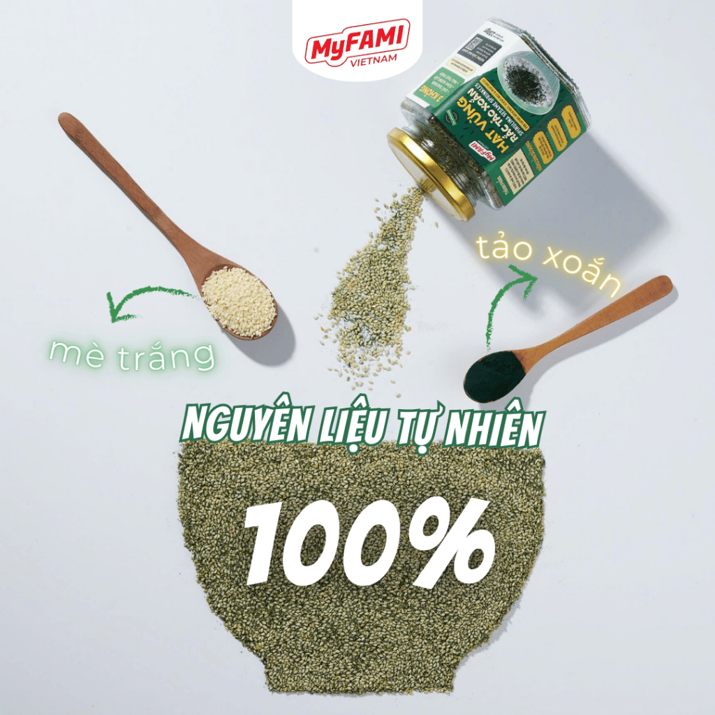 Hạt Vừng Rắc Tảo Xoắn MyFAMI 230g - 100% Nguyên Liệu Tự Nhiên - Gia vị ăn liền tiện lợi - Thơm ngon dinh dưỡng- Tốt cho