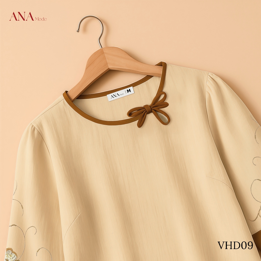 Áo Kiểu Thêu Hoa Trung Niên ANA Mode Chất Liệu Linen Thun Thanh Lịch Đi Chơi Quà Tặng Mẹ AK25VHD09