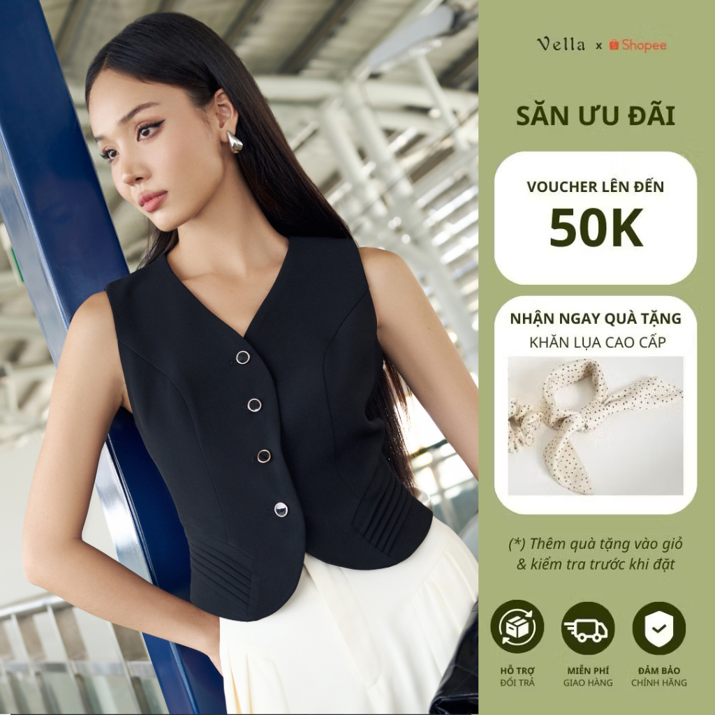 Áo Gile Vest Nữ Công Sở Dáng Ôm Màu Đen VA24063