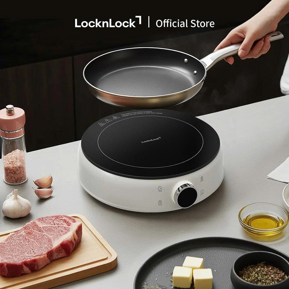 Bếp Điện Từ Mini LocknLock Mini Induction Cooker EJI126IVY Màu Ngà, Công Suất 1500W - K-MALL
