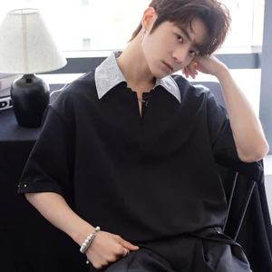 Áo Polo Nam Orven Form Rộng Cổ Phối Màu Xám ,Cotton Lạnh Cao Cấp, Thanh Lịch, Kháng Nhăn - SHINGHAI