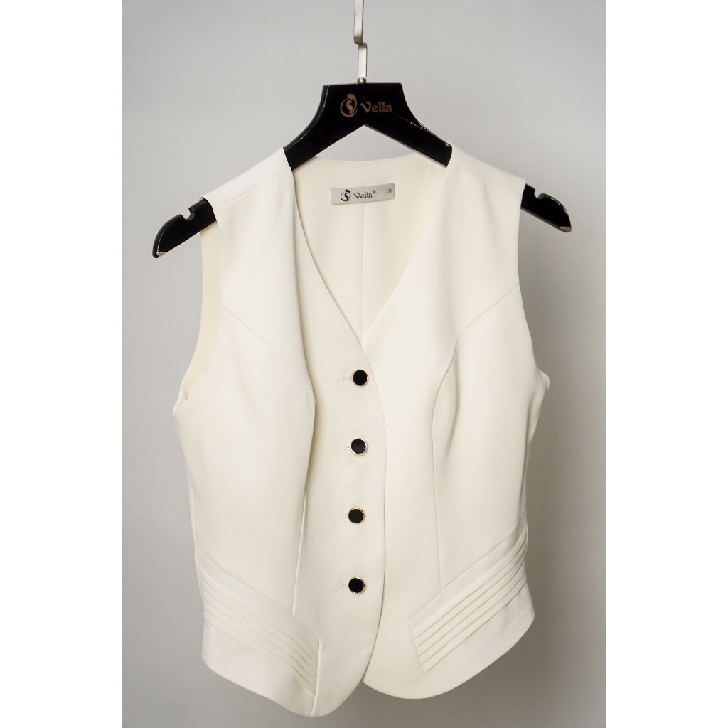 Áo Gile Vest Nữ Công Sở Dáng Ôm Màu Trắng VA24063