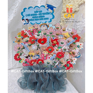 ( Hoả tốc) 🎁 Set quà kẹo mút trang trí dễ thương – Phù hợp sinh nhật, khai giảng, sự kiện - Lẵng kẹo mút cùng sticker