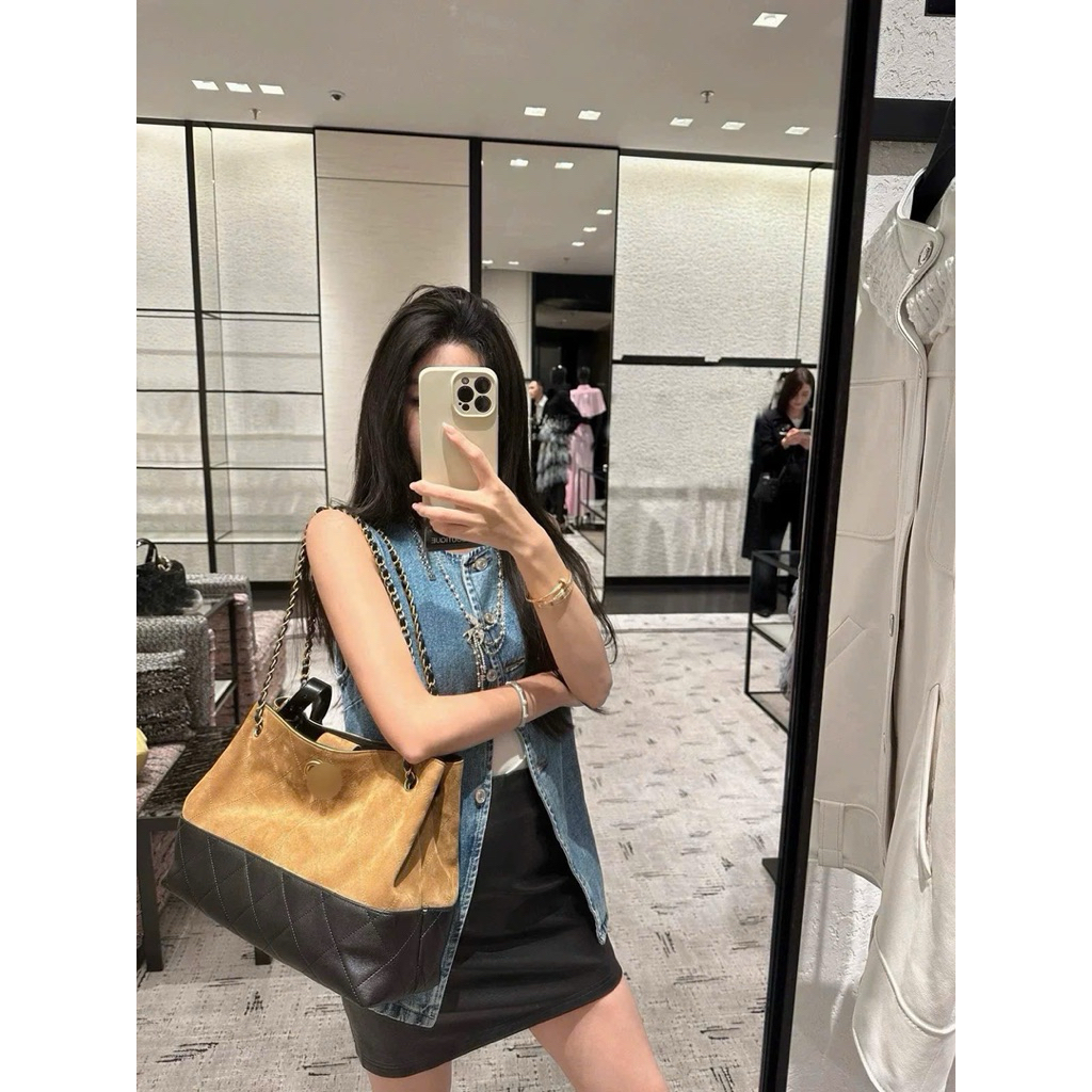 Túi xách co.co trần trám da mềm đứng form dây xích phối da hot trend sang chảnh
