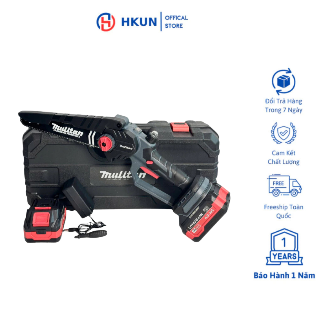 Máy Cưa Xích Pin MULITAN M21V-CX8 Động Cơ Không Chổi Than Lam Xích 8inch Dùng Chân Pin Phổ Thông M21