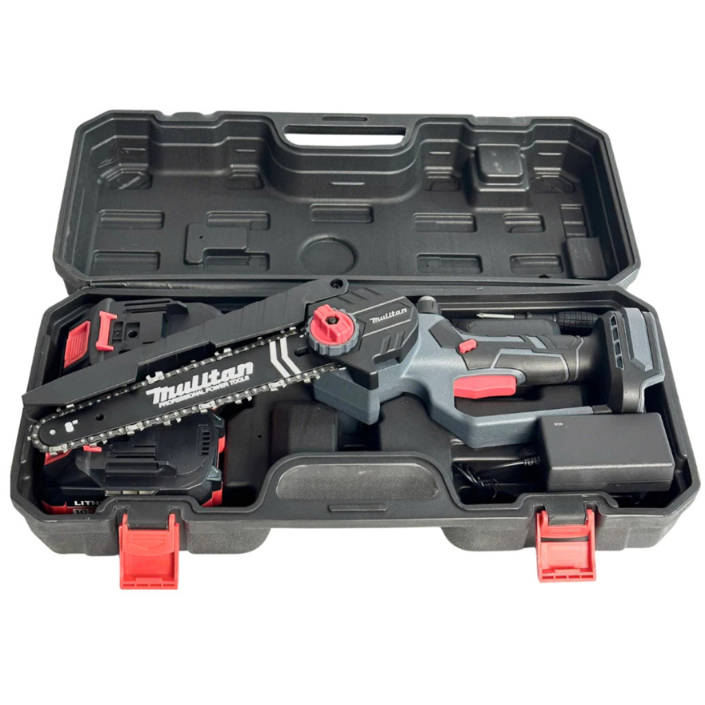 Máy Cưa Xích Pin MULITAN M21V-CX8 Động Cơ Không Chổi Than Lam Xích 8inch Dùng Chân Pin Phổ Thông M21