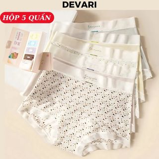 HỘP QUÀ 5 Quần lót nữ su lạnh cao cấp mỏng nhẹ tàng hình cạp cao tôn dáng đáy rộng thoải mái DEVARI