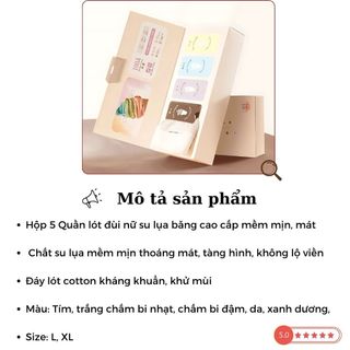 HỘP QUÀ 5 Quần lót nữ su lạnh cao cấp mỏng nhẹ tàng hình cạp cao tôn dáng đáy rộng thoải mái DEVARI