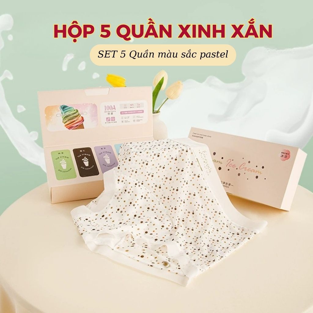 [HỘP QUÀ] - 5 Quần lót su lạnh mỏng nhẹ cạp cao tôn dáng đáy lót rộng thoái mái không cộm LANIXA