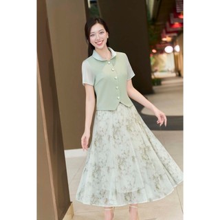 Áo Sơ Mi Nũ Croptop Tay Ngắn Áo Kiểu Dáng Ngắn Phối Màu LAMER L65D25Q004