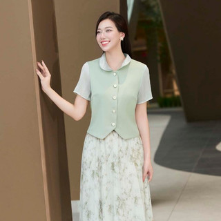 Áo Sơ Mi Nũ Croptop Tay Ngắn Áo Kiểu Dáng Ngắn Phối Màu LAMER L65D25Q004