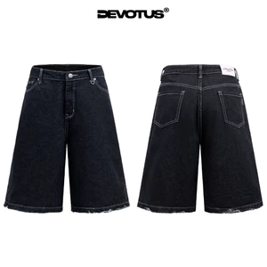 QUẦN SHORT RAW DENIM JEAN DEVOTUS FORM ỐNG RỘNG QUA GỐI UNISEX - RAW DENIM RÁCH LINE