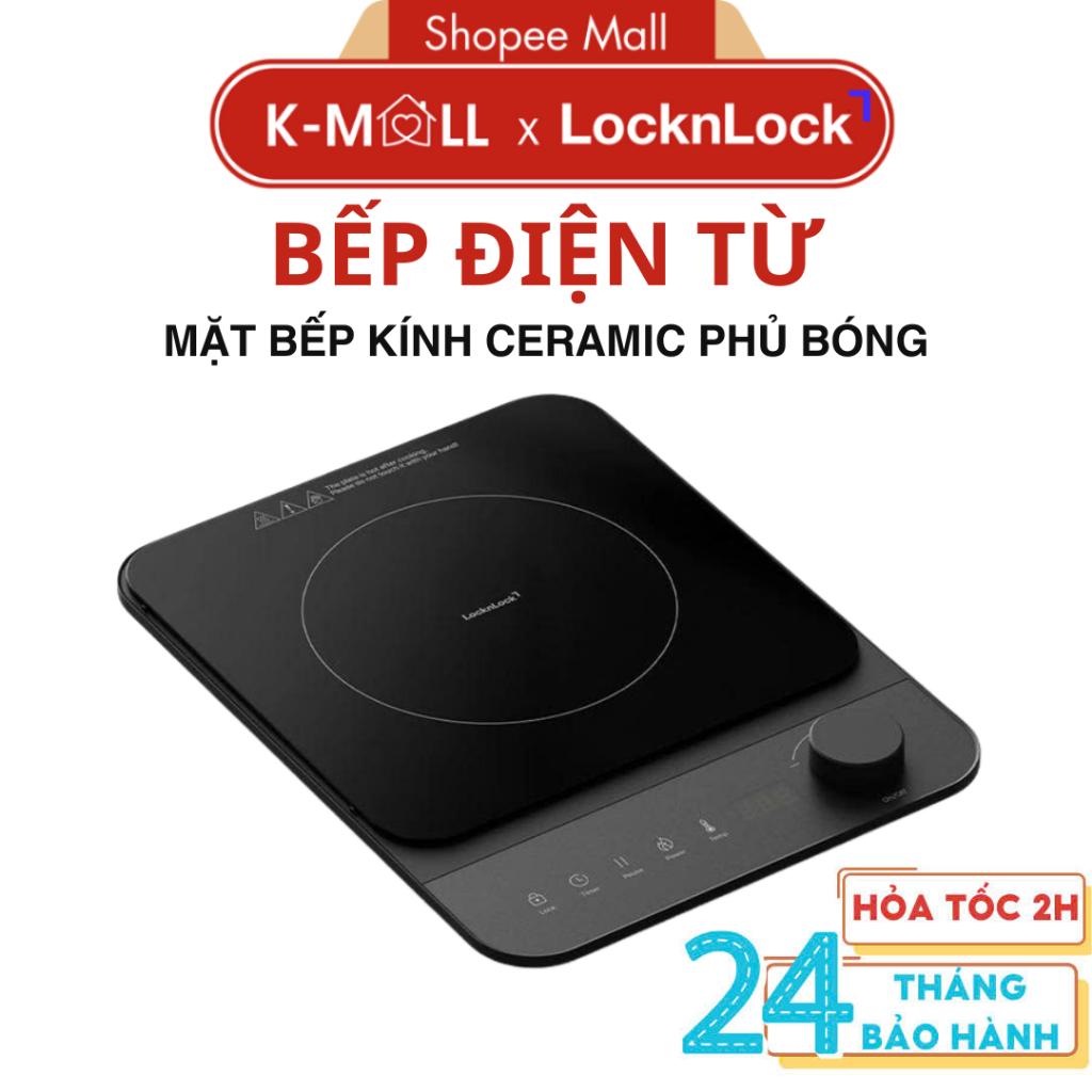 Bếp Điện Từ LocknLock Induction Cooker EJI351BLK Màu Đen, Công Suất 2000W - K-MALL