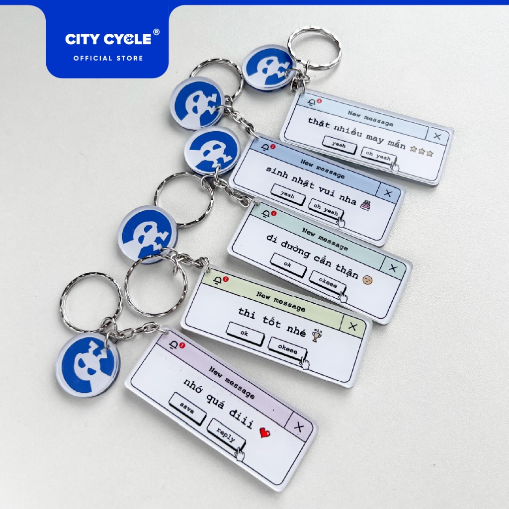 Móc khoá quà tặng in lời nhắn nhủ thông điệp cute Local Brand Chính Hãng City Cycle Móc khóa quà tặng