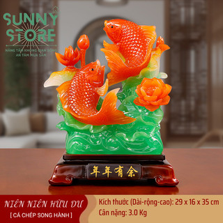 Tượng cá chép, Cá chép song hành, Cá chép hóa rồng, Tượng phong thủy, Decor Trang trí nhà cửa, Quà tặng ý nghĩa - SUNNY