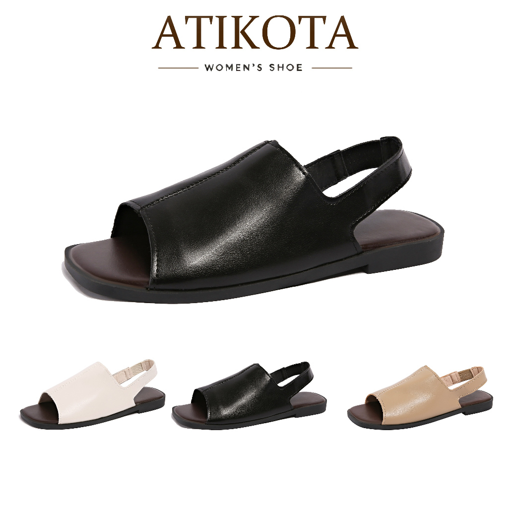 Atikota Dép đế bằng cao su mềm thời trang đơn giản Giày La Mã cho nữ