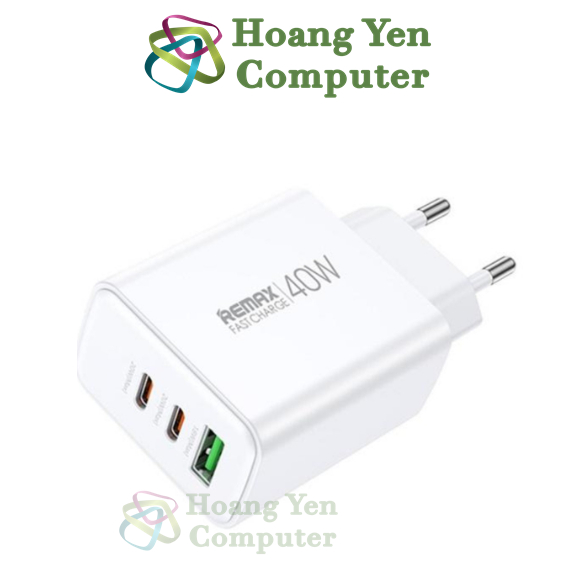 Cốc Sạc Nhanh Remax RP-U123 40W 3 Cổng (1 USB + 2 Type-C)  – BH 12 Tháng  – Hoàng Yến Computer